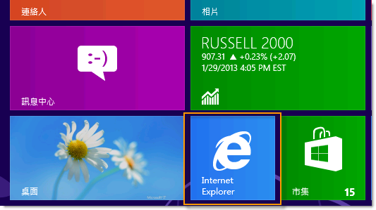 Internet Explorer 出现在 Modern UI